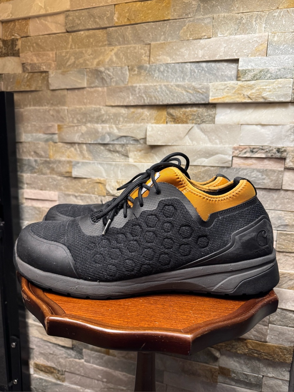 Mens Sz 12 Carhartt Force Black Gold Work Steel Toe Shoes